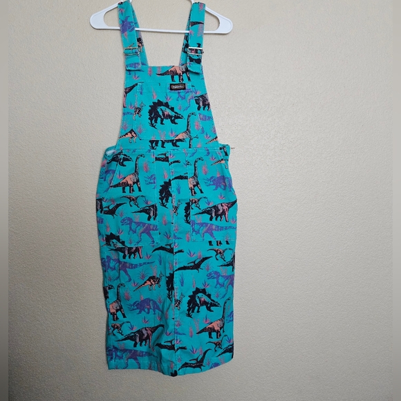 Run & Fly Overall Skirt Womens Size 8 Green Dinosaurs Allover Cotton England UK - Picture 1 of 15